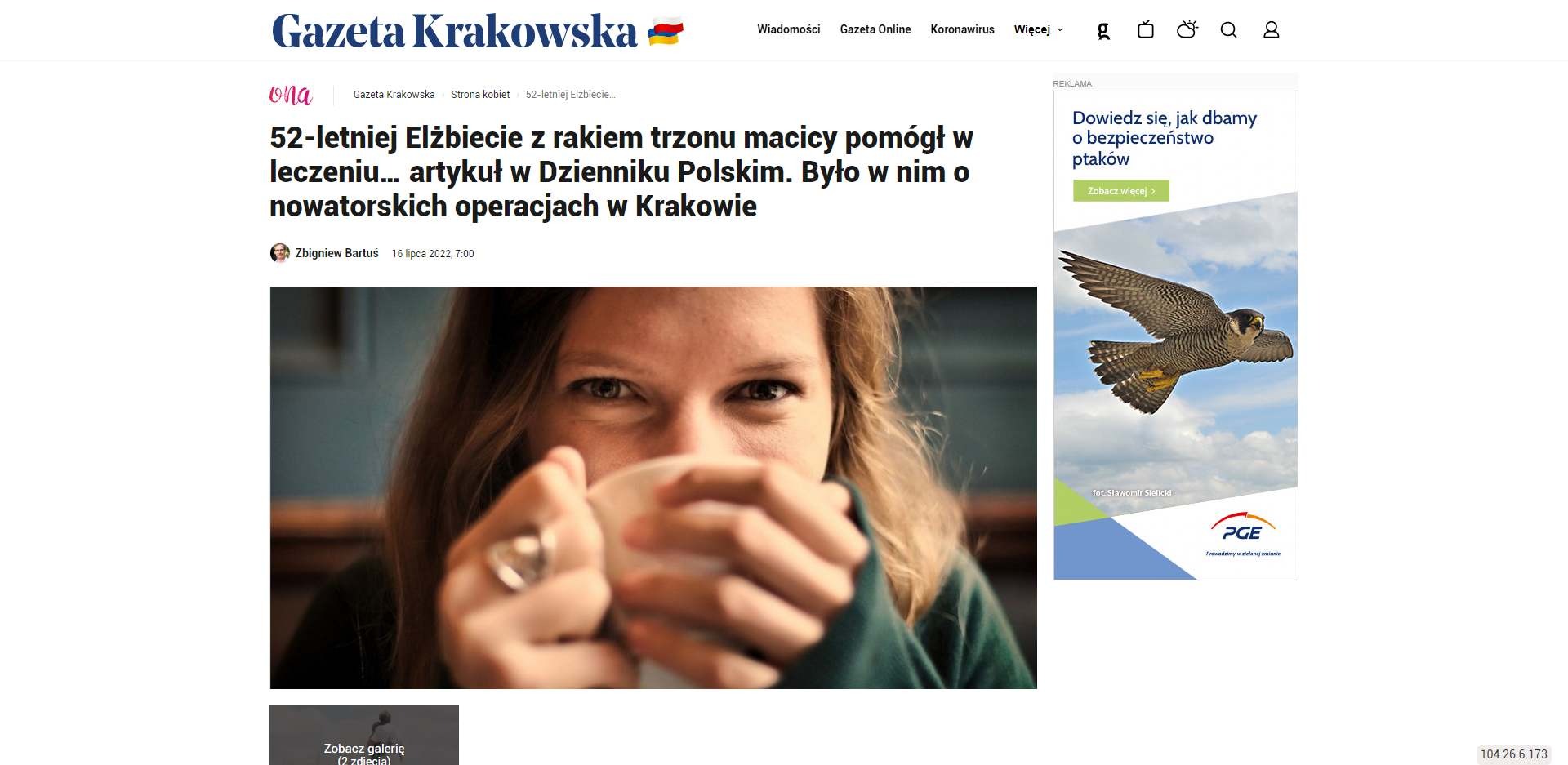 letniej elzbiecie z rakiem trzonu macicy pomogl w leczeniu artykul w dzienniku polskim bylo w nim o nowatorskich operacjach w krakowie