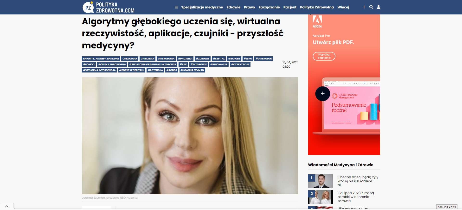 algorytmy glebokiego uczenia sie wirtualna rzeczywistosc aplikacje czujniki przyszlosc medycyny