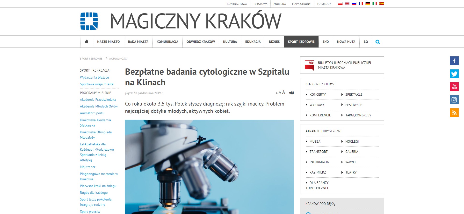 Bezpłatne badania cytologiczne w Szpitalu na Klinach