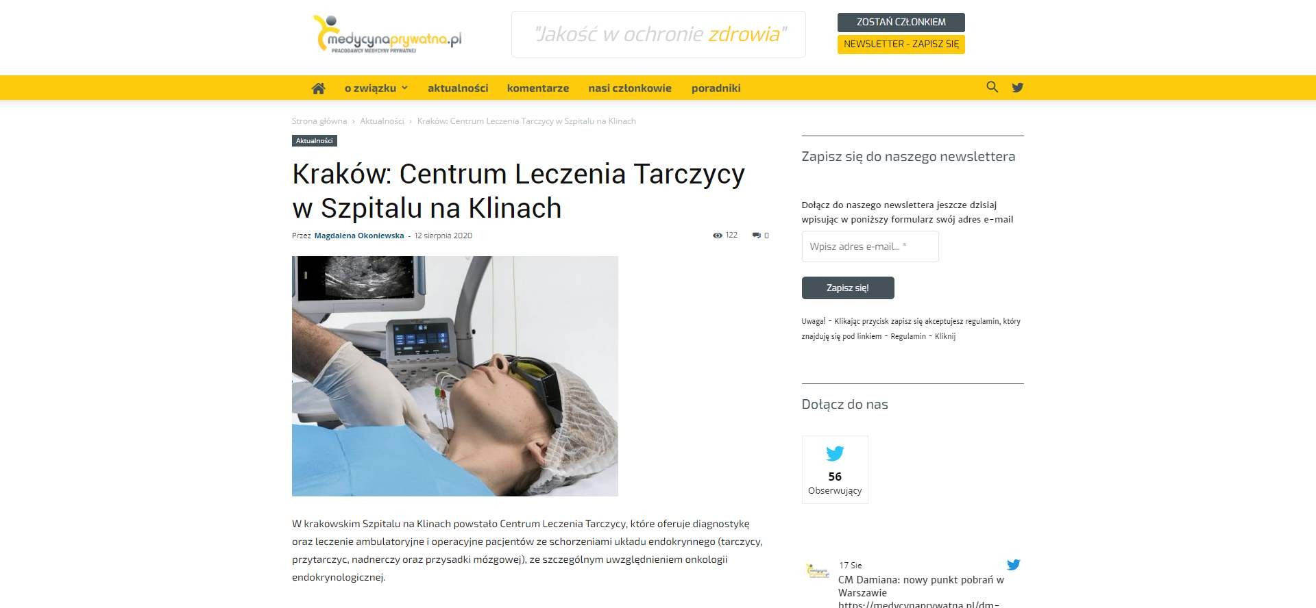 centrum leczenia tarczycy w szpitalu na klinach