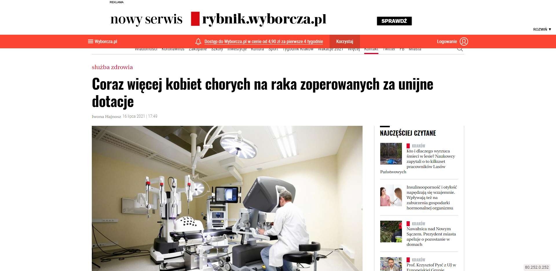 coraz wiecej kobiet chorych na raka zoperowanych za unijne dotacje