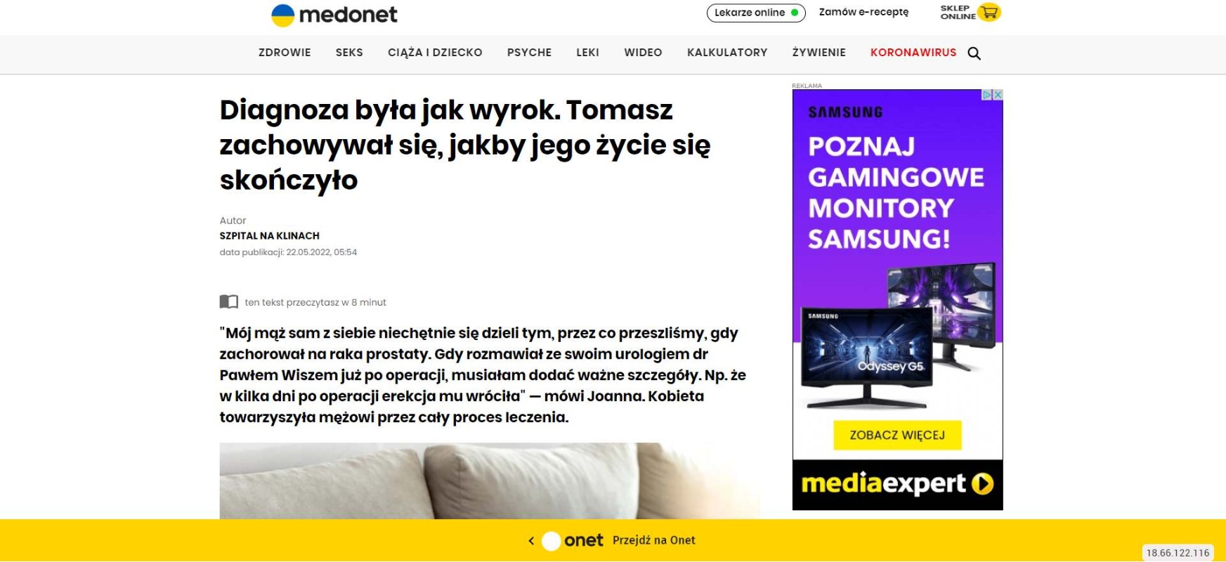 diagnoza byla jak wyrok tomasz zachowywal sie jakby jego zycie sie skonczylo