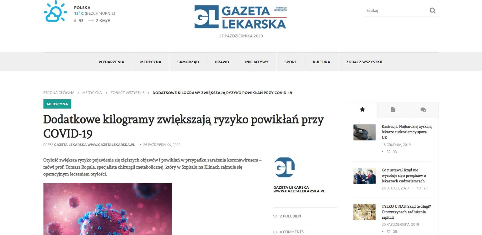dodatkowe kilogramy zwiekszaja ryzyko powiklan przy covid