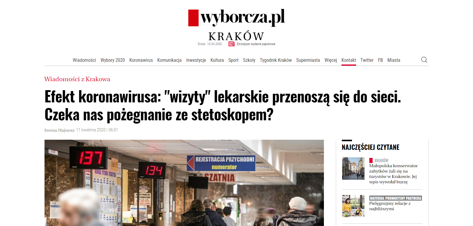 Efekt koronawirusa wizyty lekarskie przenoszą się do sieci Czeka nas pożegnanie ze stetoskopem