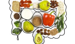 Food for bowel Health. Isolate on a white background