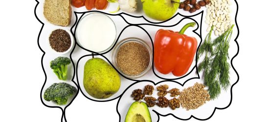 Food for bowel Health. Isolate on a white background