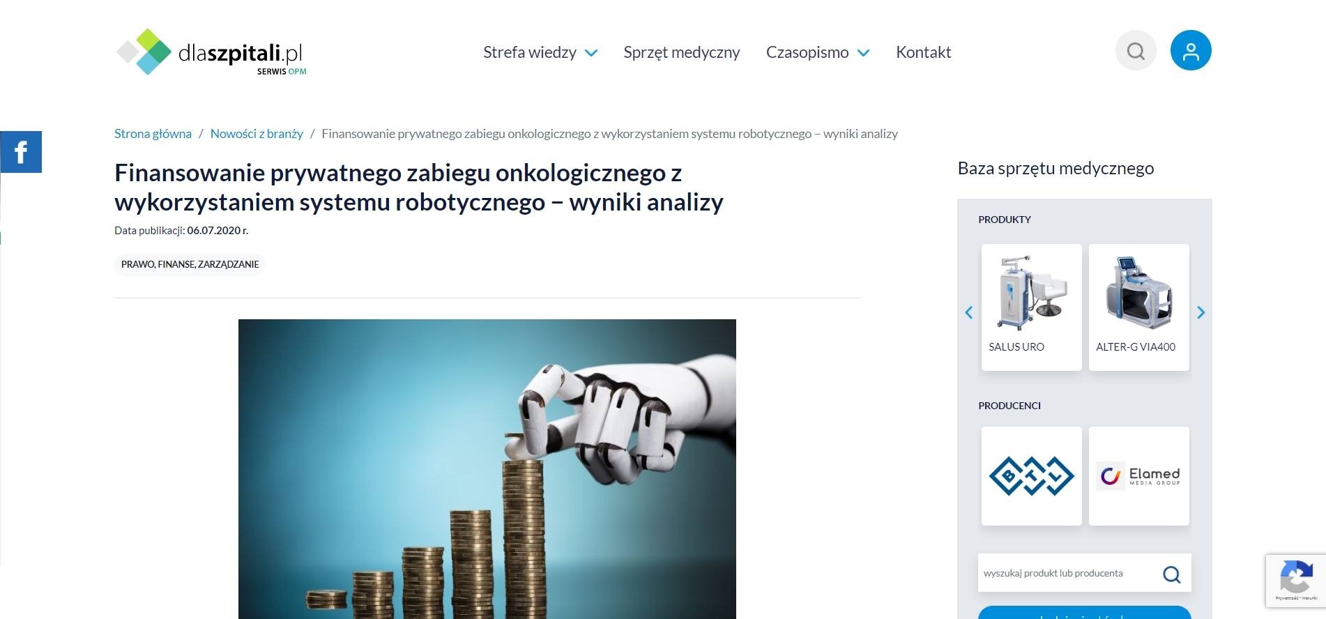 finansowanie prywatnego zabiegu onkologicznego z wykorzystaniem systemu robotycznego wyniki analizy