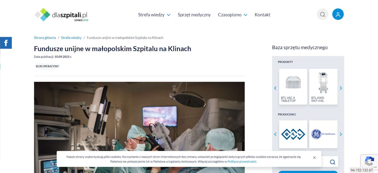 fundusze unijne w malopolskim szpitalu na klinach