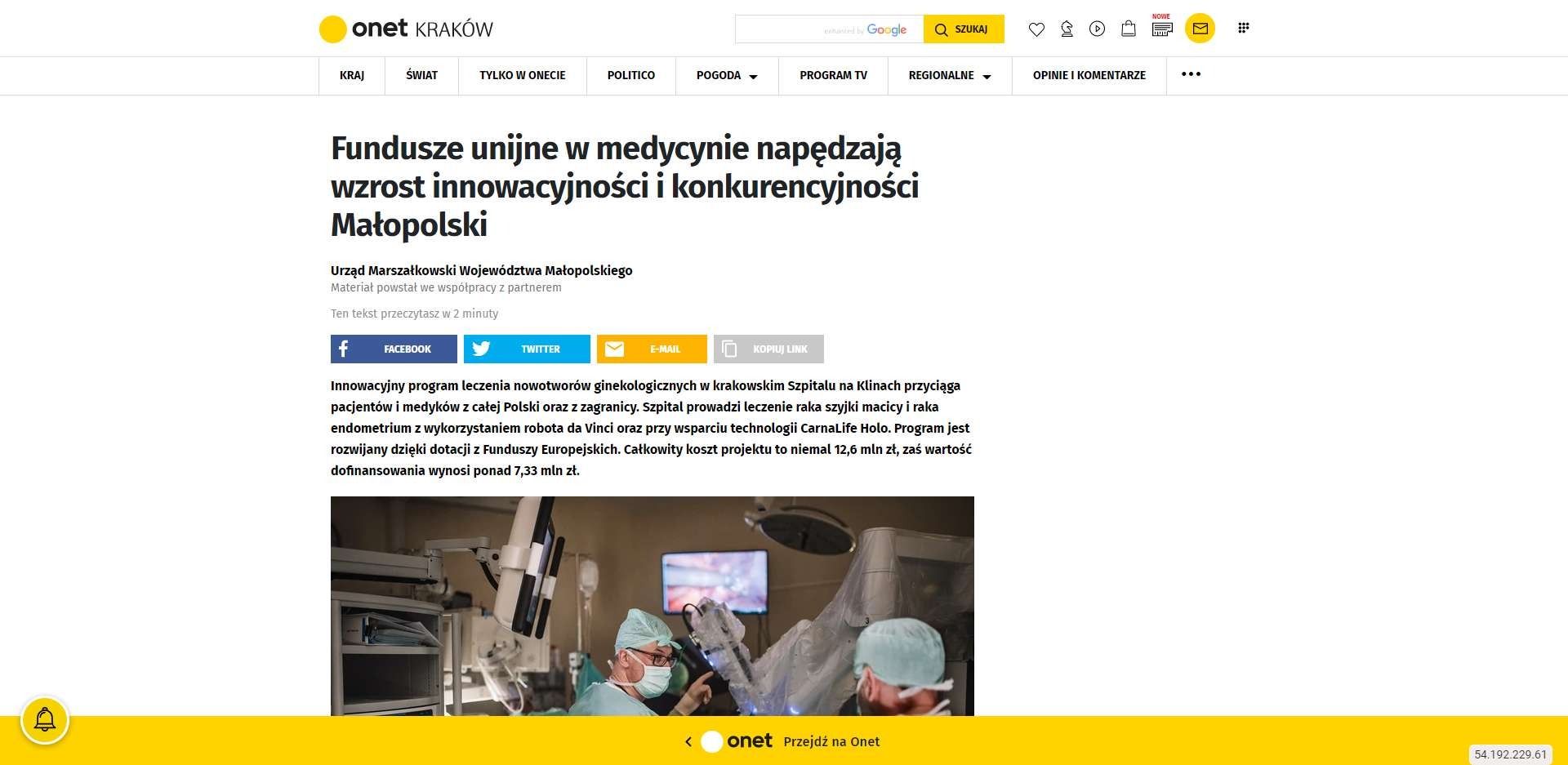 fundusze unijne w medycynie napedzaja wzrost innowacyjnosci i konkurencyjnosci malopolski