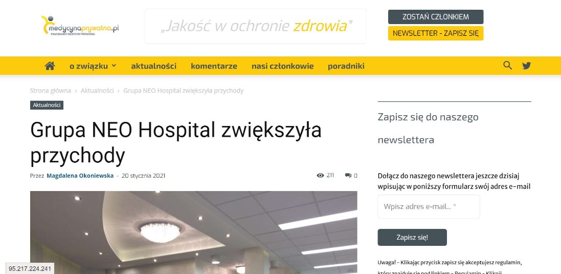 grupa neo hospital zwiekszyla przychody