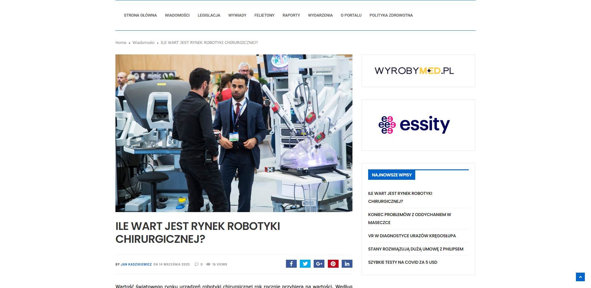 ile wart jest rynek robotyki chirurgicznej