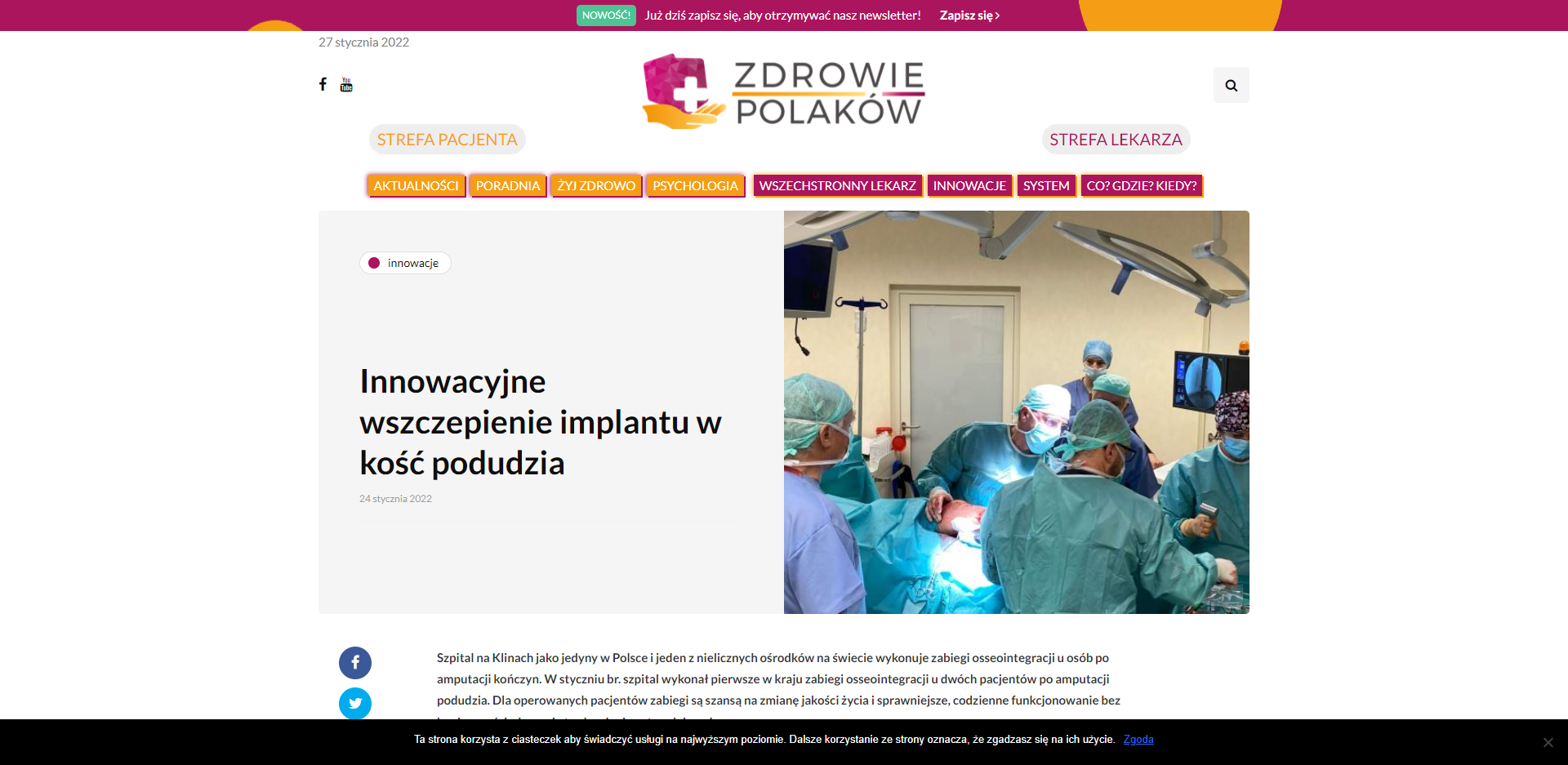 innowacyjne wszczepienie implantu w kosc podudzia