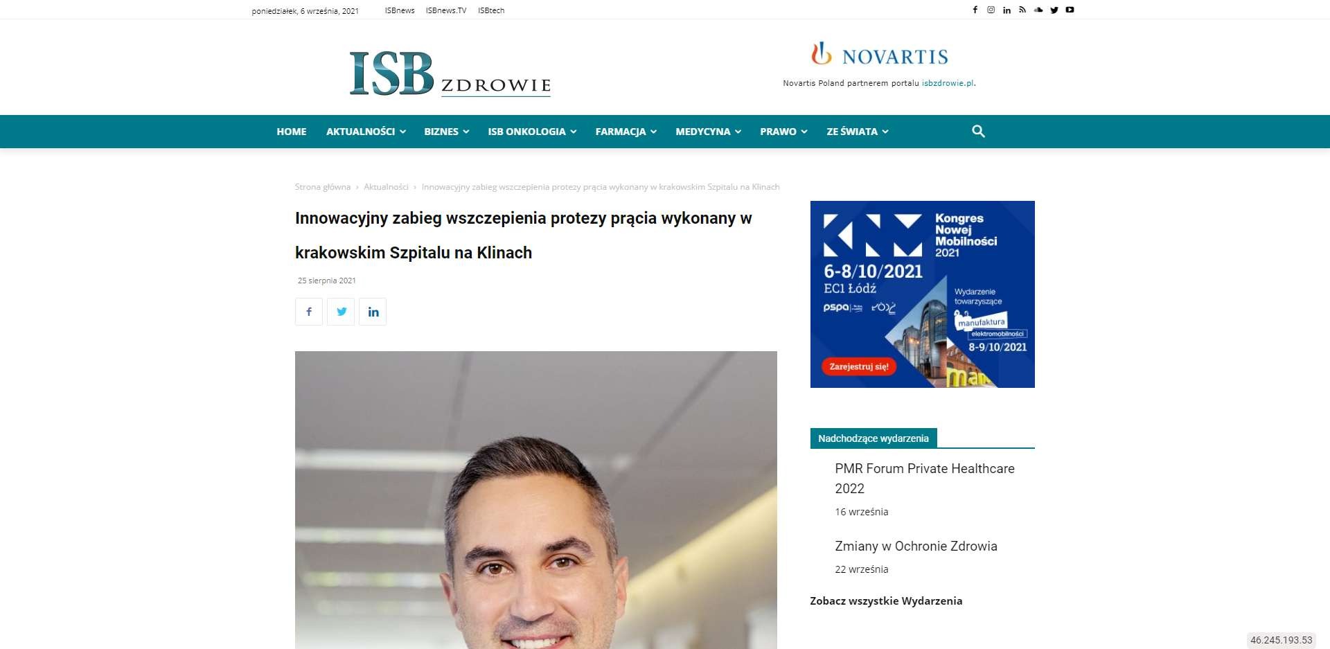 innowacyjny zabieg wszczepienia protezy pracia wykonany w krakowskim szpitalu na klinach