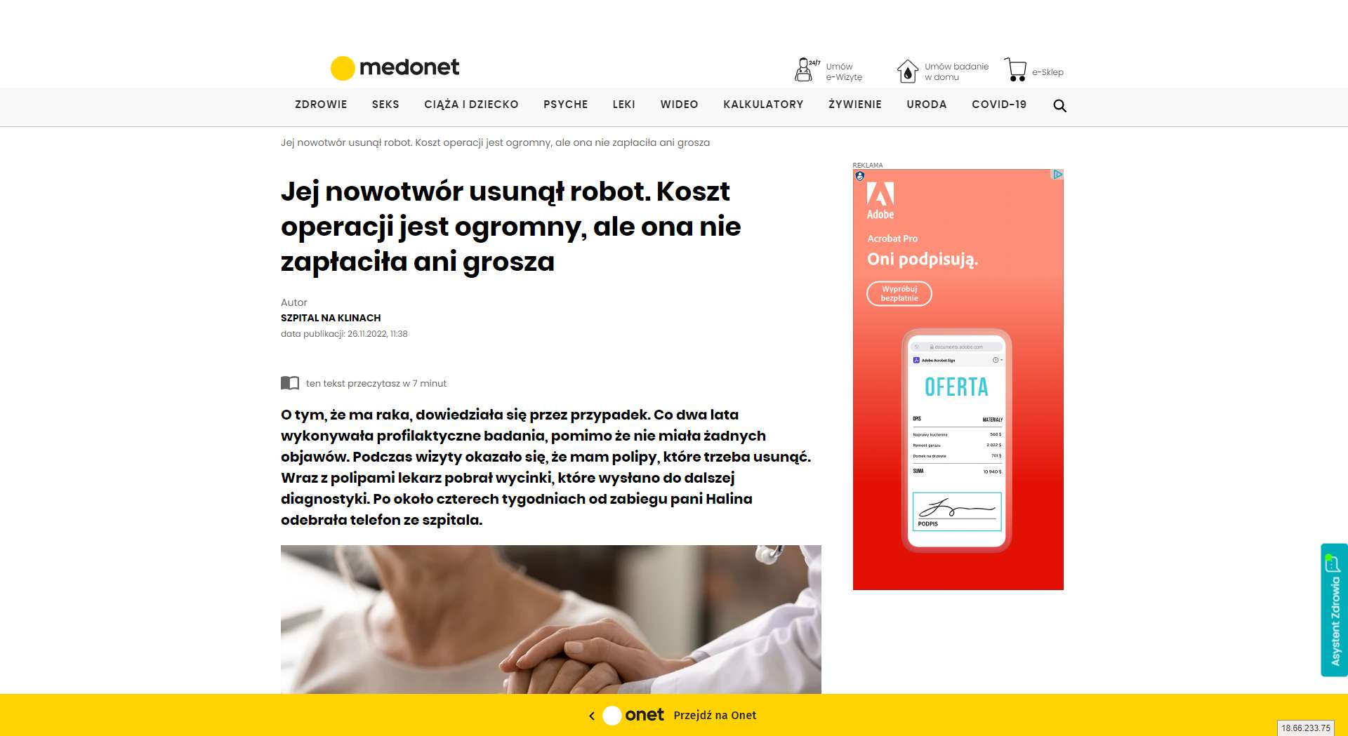 jej nowotwor usunal robot koszt operacji jest ogromny ale ona nie zaplacila ani grosza