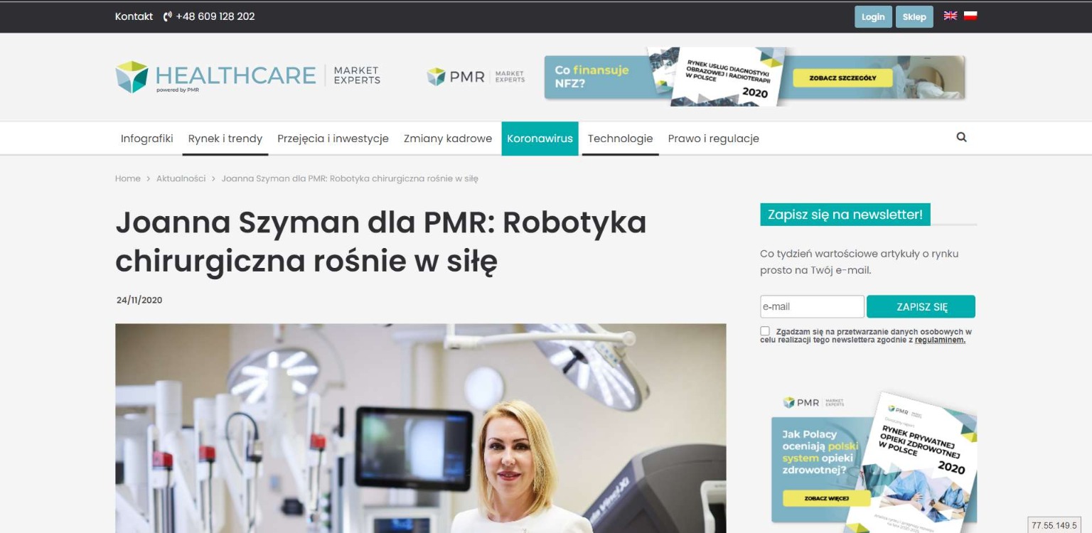 joanna szyman dla pmr robotyka chirurgiczna rosnie w sile