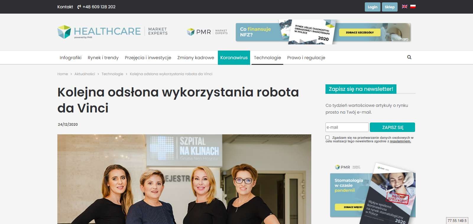 kolejna odslona wykorzystania robota da vinci