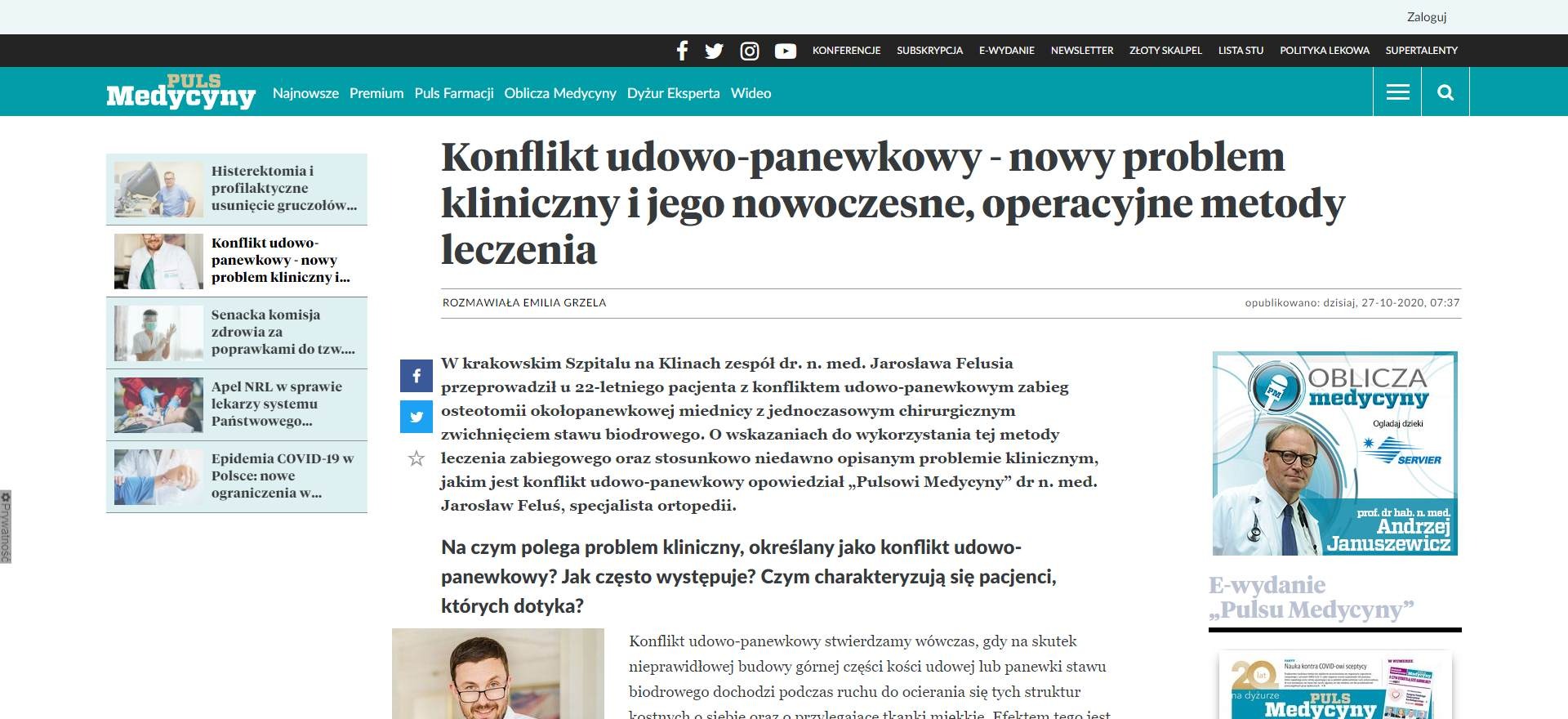 konflikt udowo panewkowy nowy problem kliniczny i jego nowoczesne operacyjne metody leczennia