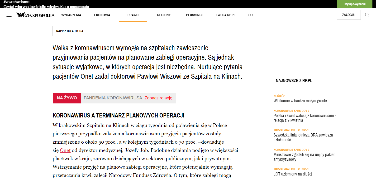 Koronawirus: kiedy operacja podczas pandemii nie może się odbyć
