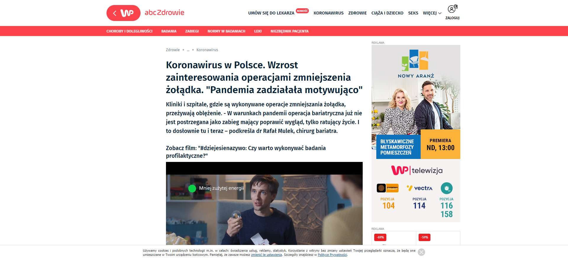 koronawirus w polsce wzrost zainteresowania operacjami zmniejszenia zoladka pandemia zadzialala motywujaco