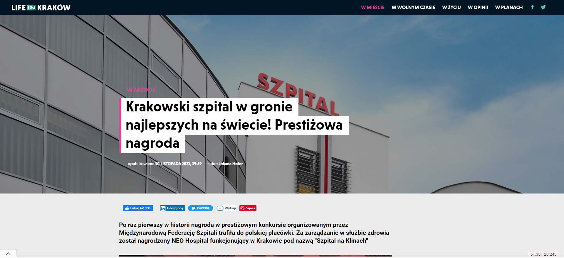 krakowski szpital w gronie najlepszych na swiecie prestizowa nagroda