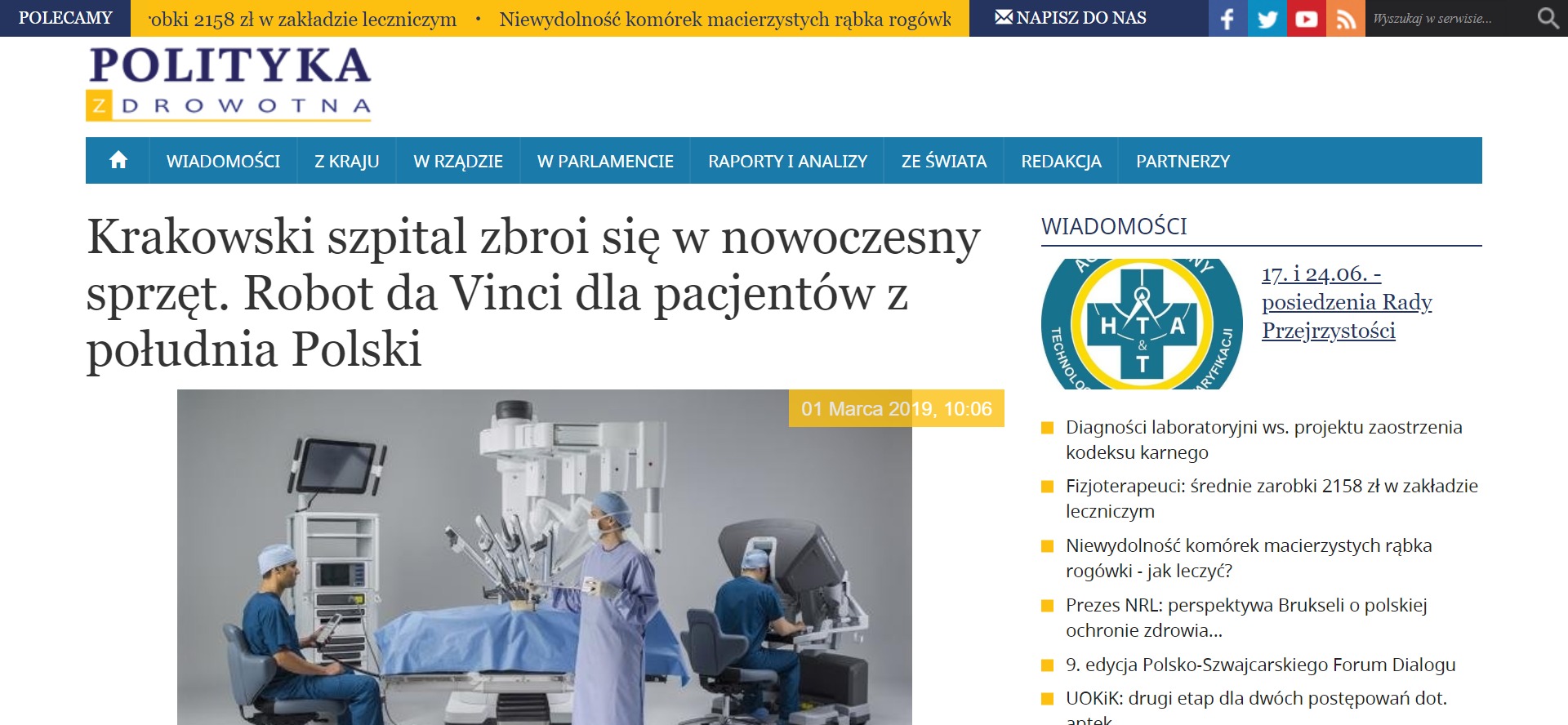 Krakowski szpital zbroi się w nowoczesny sprzęt. Robot da Vinci dla pacjentów z południa Polski
