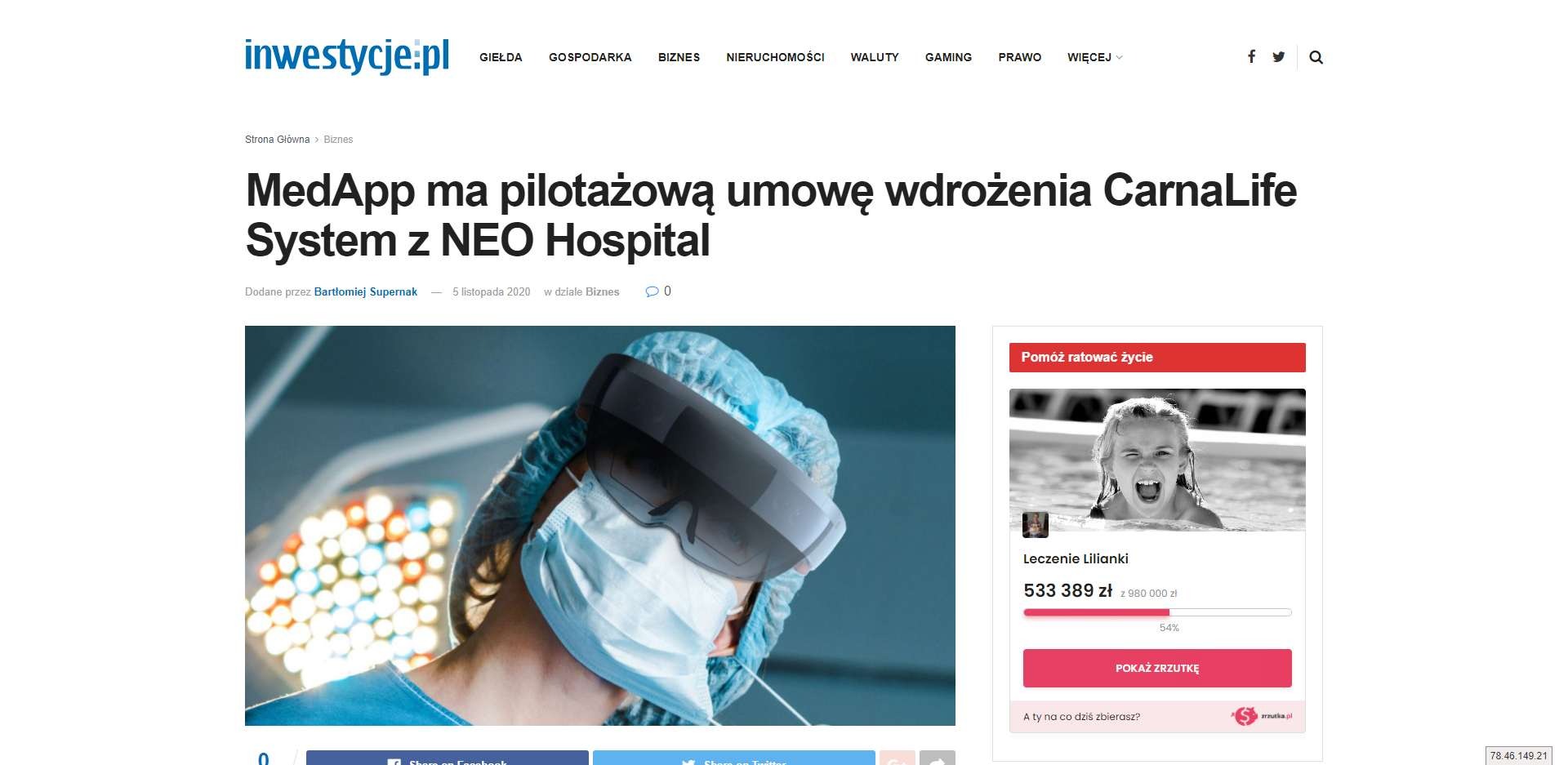medapp ma pilotazowa umowe wdrozenia carnalife system z neo hospital