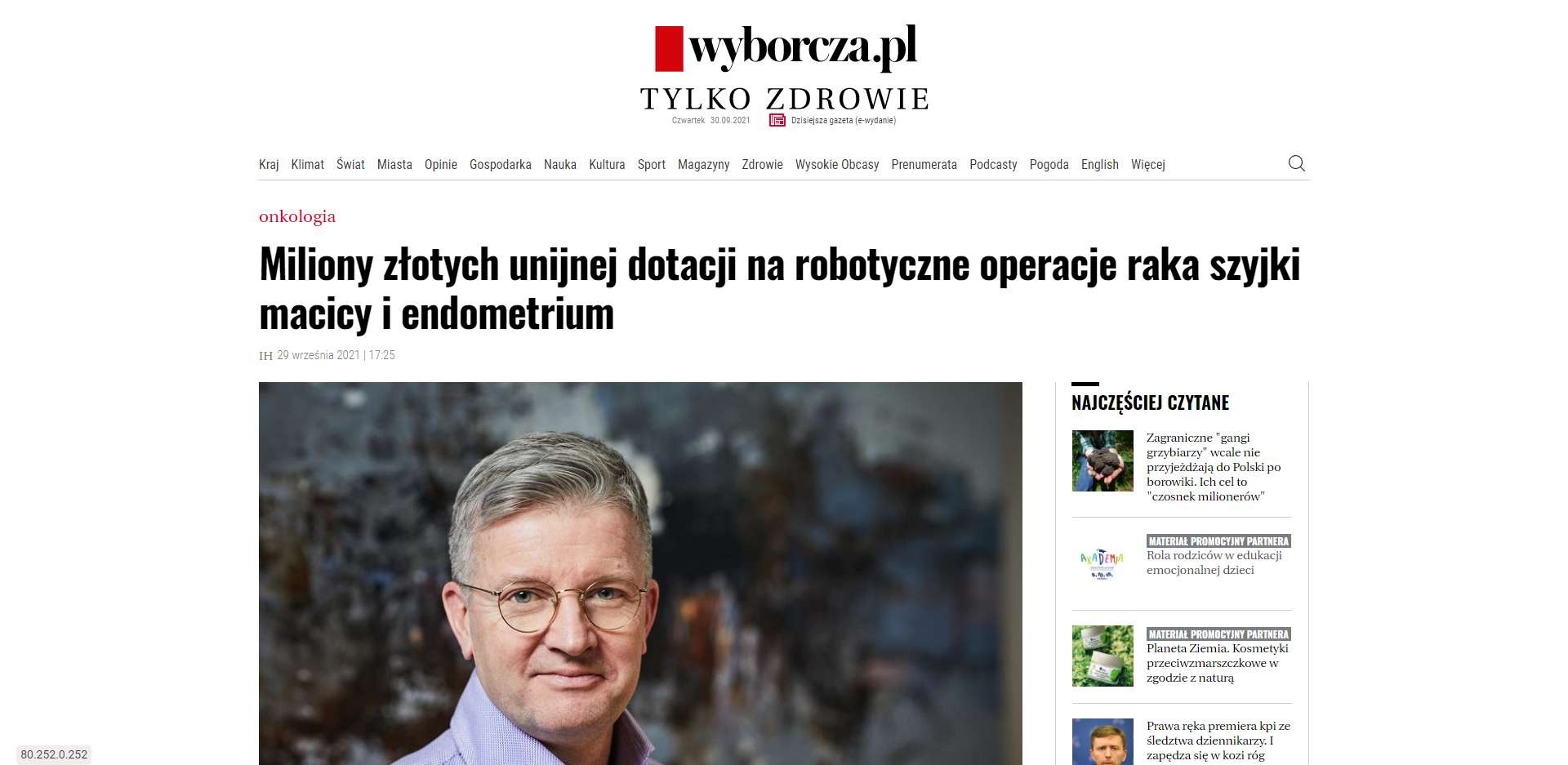 miliony zlotych unijnej dotacji na robotyczne operacje raka szyjki macicy i endometrium