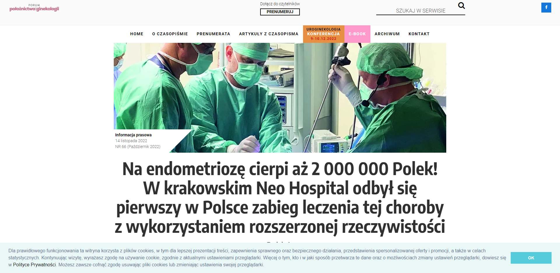 na endometrioze cierpi az polek w krakowskim neo hospital odbyl sie pierwszy w polsce zabieg leczenia tej choroby z wykorzystaniem rozszerzonej rzeczywistosci
