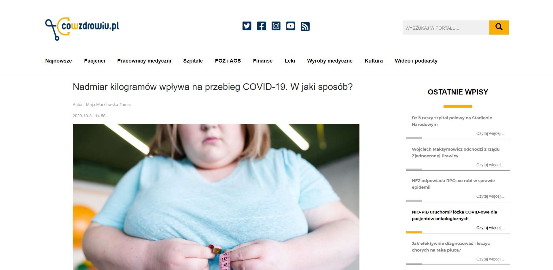 nadmiar kilogramow wplywa na przebieg covid w jaki sposob
