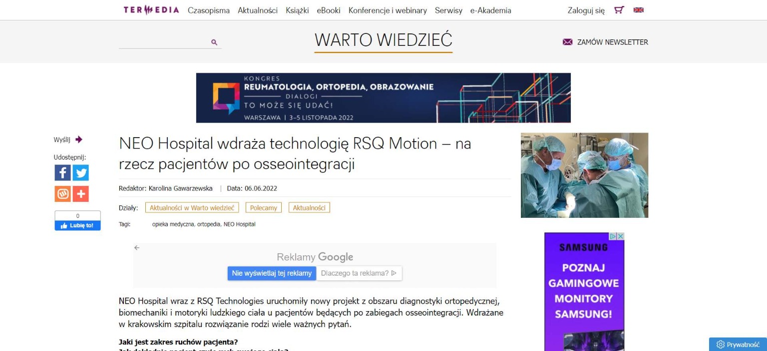 neo hospital wdraza technologie rsq motion na rzecz pacjentow po osseointegracji