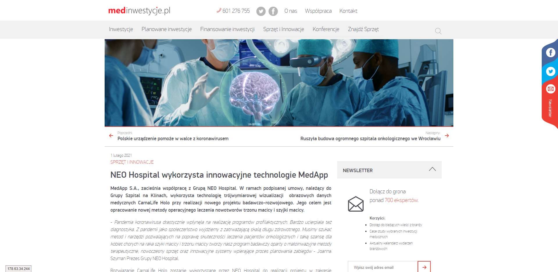 neo hospital wykorzysta innowacyjne technologie medapp