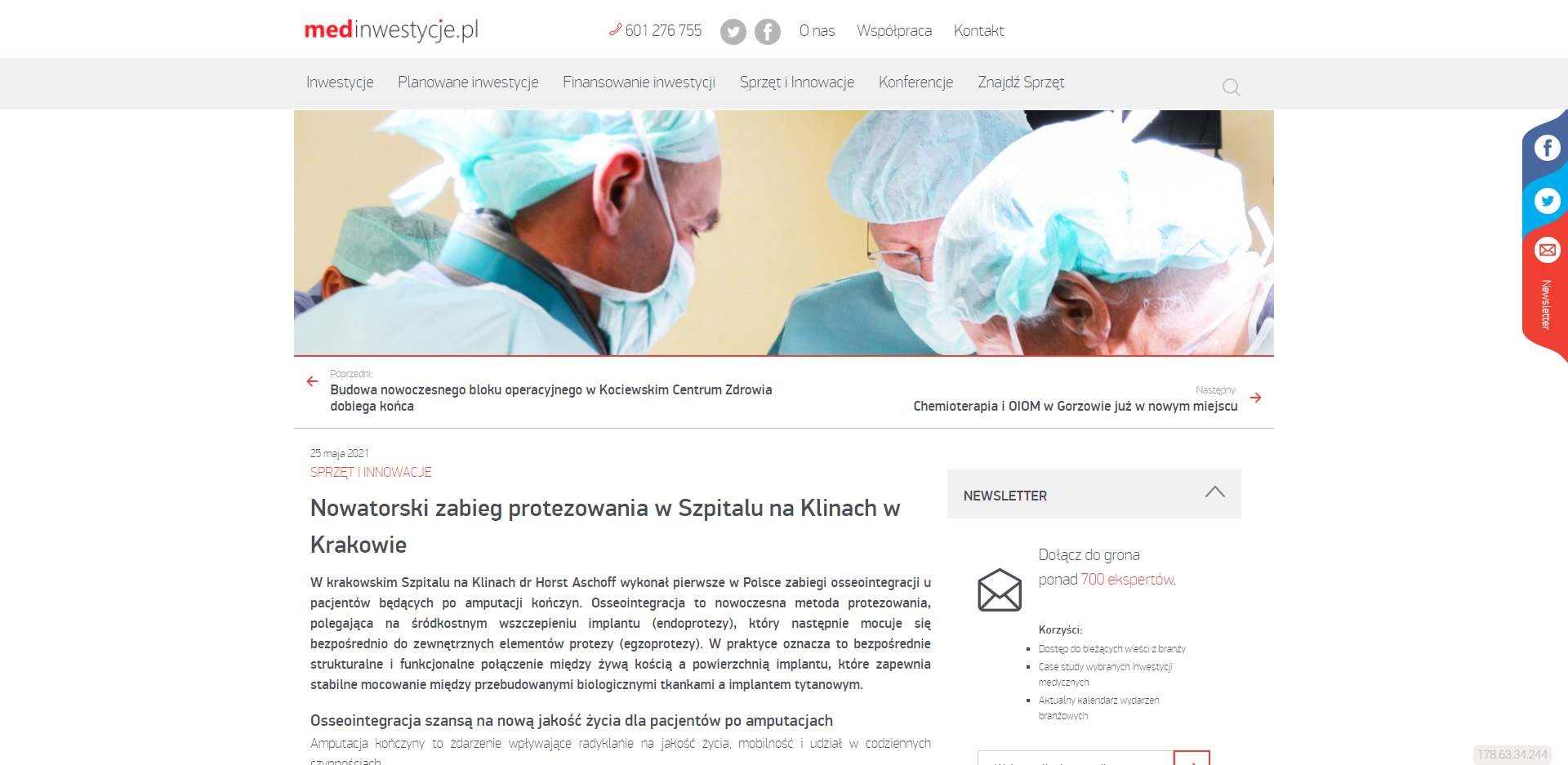 nowatorski zabieg protezowania w szpitalu na klinach w krakowie