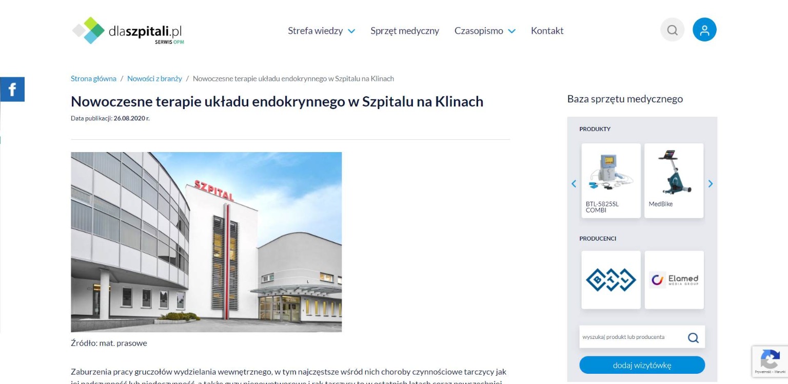 nowoczesne terapie ukladu endokrynnego w szpitalu na klinach
