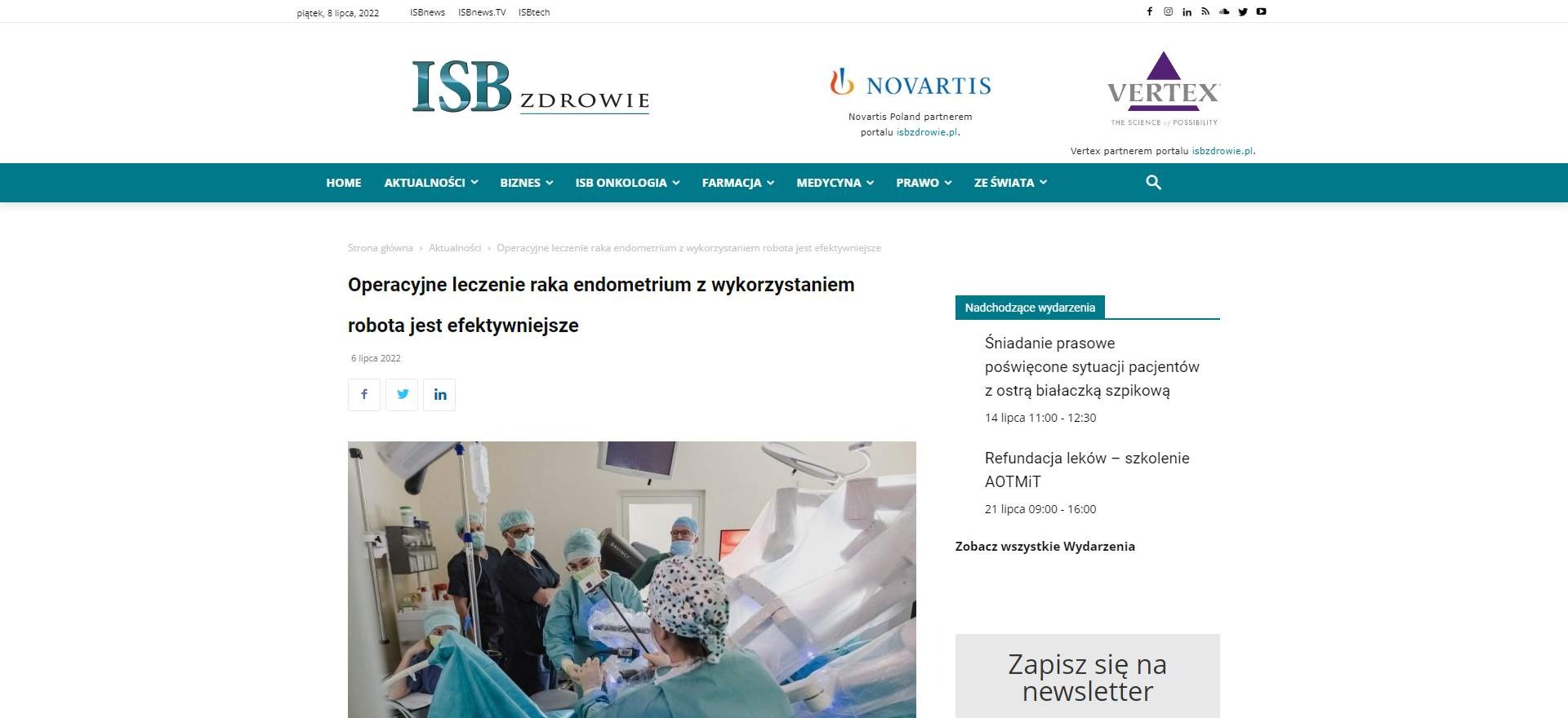operacyjne leczenie raka endometrium z wykorzystaniem robota jest efektywniejsze
