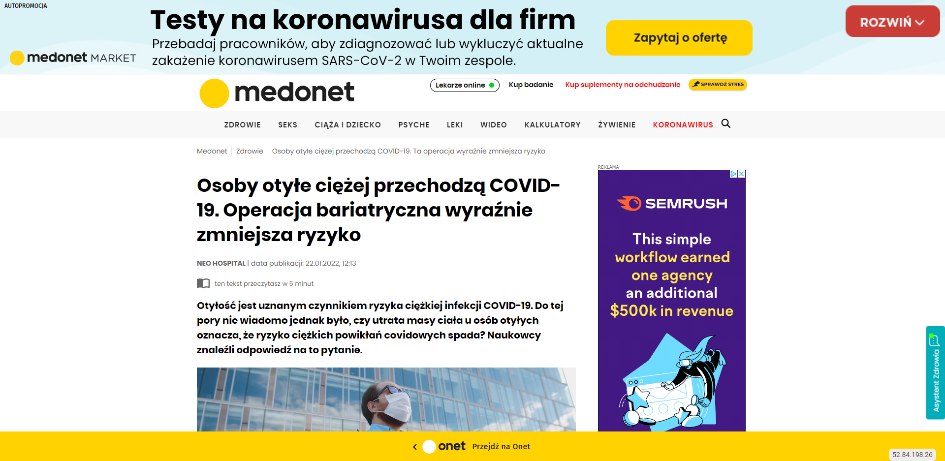 osoby otyle ciezej przechodza covid operacja bariatryczna wyraznie zmniejsza ryzyko