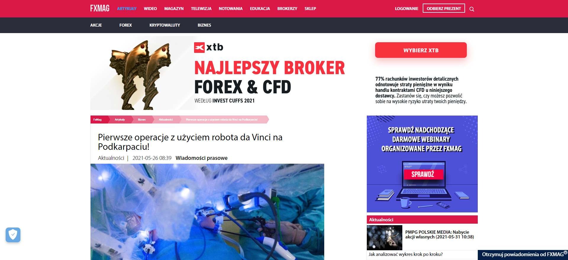 pierwsze operacje z uzyciem robota da vinci na podkarpaciu