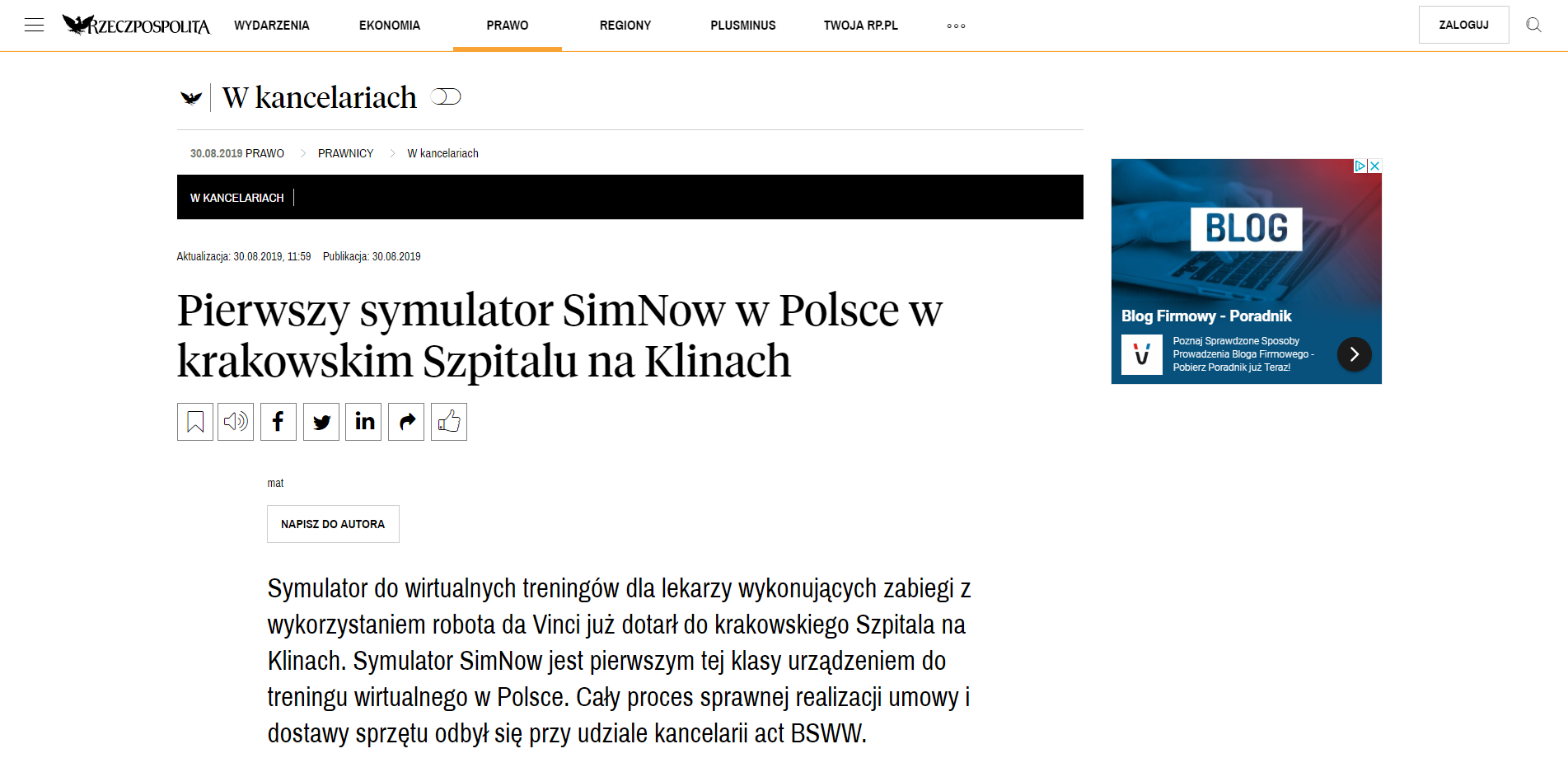 Pierwszy symulator SimNow w Polsce w krakowskim Szpitalu na Klinach
