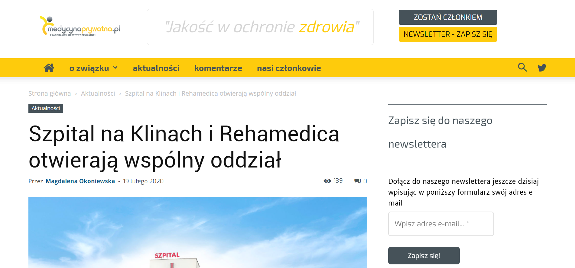 Szpital na Klinach i Rehamedica otwierają wspólny oddział