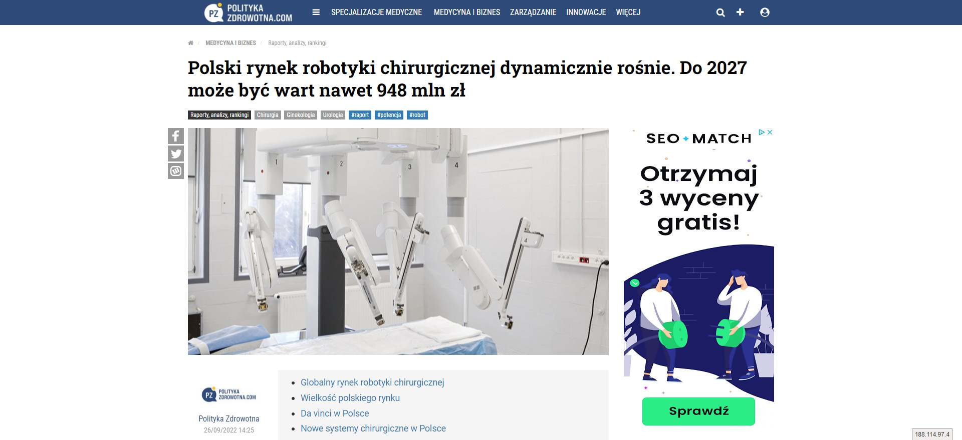 polski rynek robotyki chirurgicznej dynamicznie rosnie do moze byc wart nawet mln zl