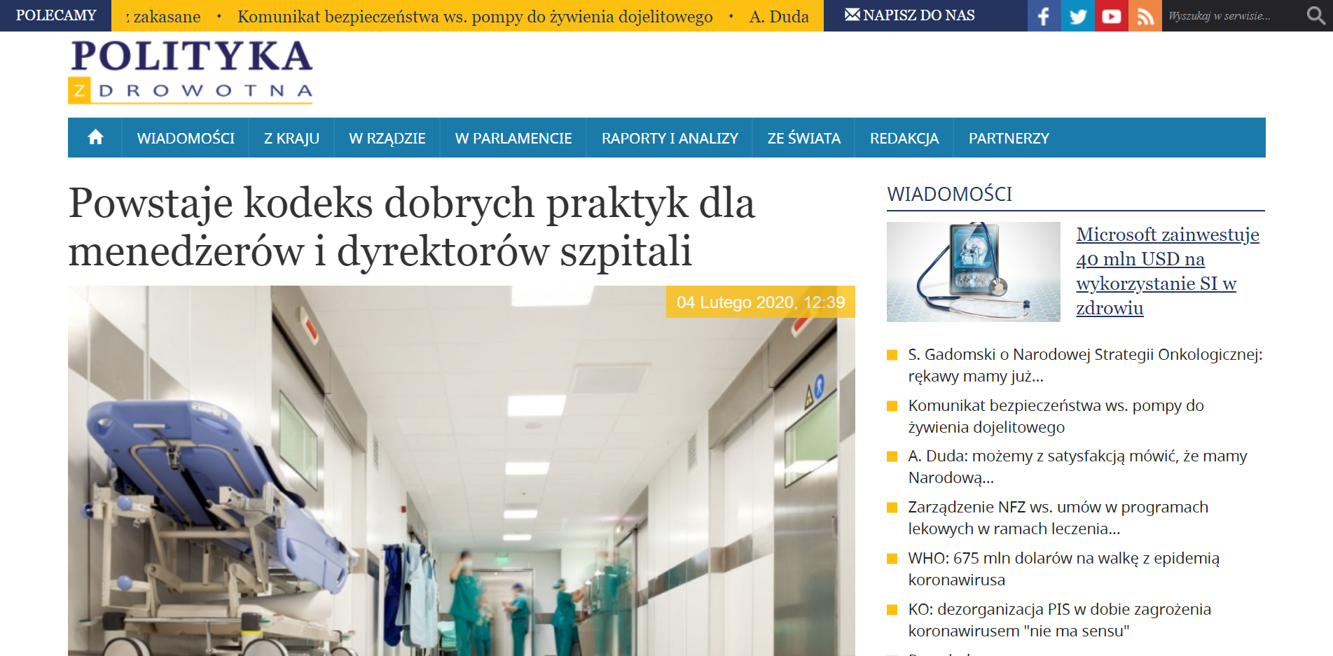 Powstaje kodeks dobrych praktyk dla menedżerów i dyrektorów szpitali