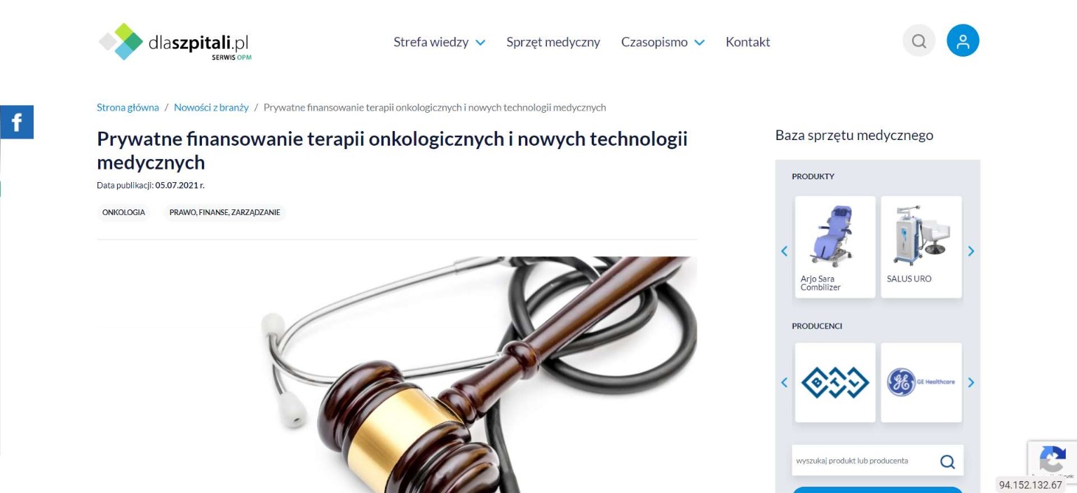 prywatne finansowanie terapii onkologicznych i nowych technologii medycznych