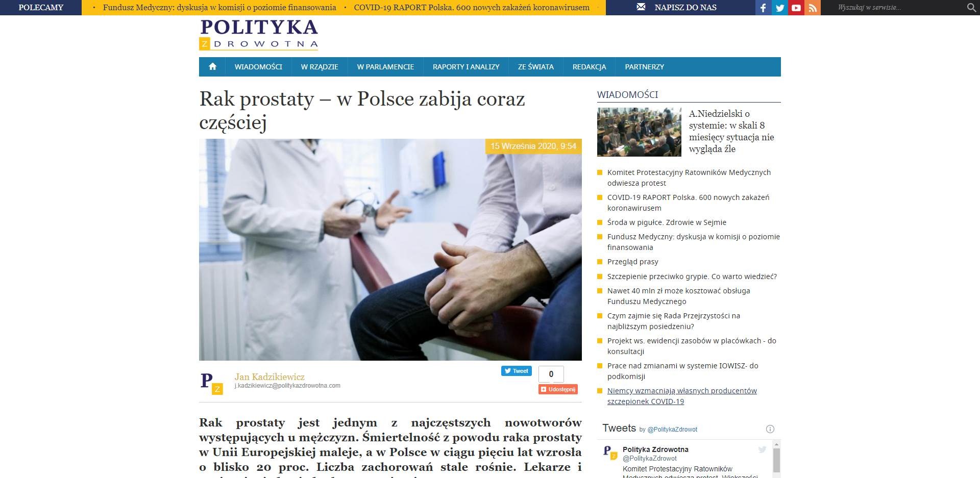 rak prostaty w polsce zabija coraz czesciej