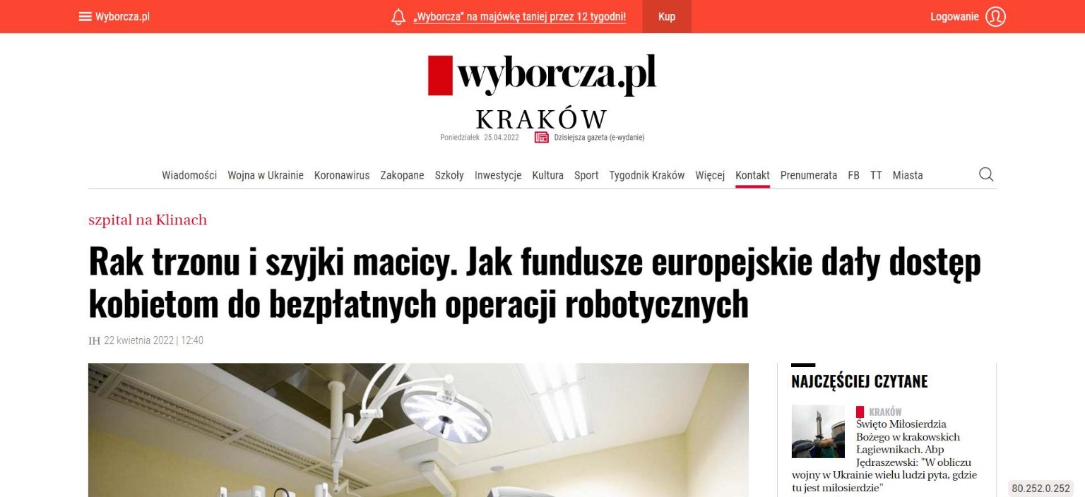 rak trzonu i szyjki macicy jak fundusze europejskie daly dostep kobietom do bezplatnych operacji robotycznych