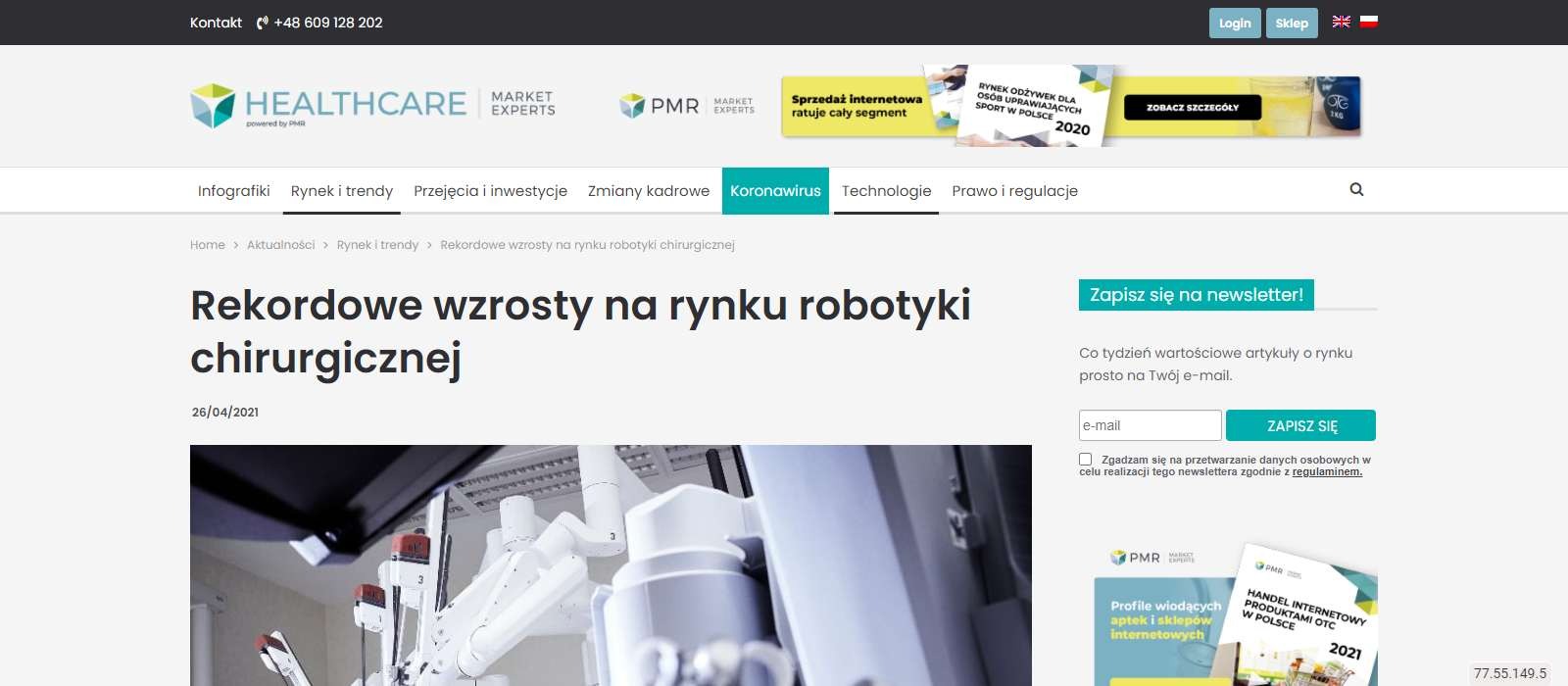 rekordowe wzrosty na rynku robotyki chirurgicznej