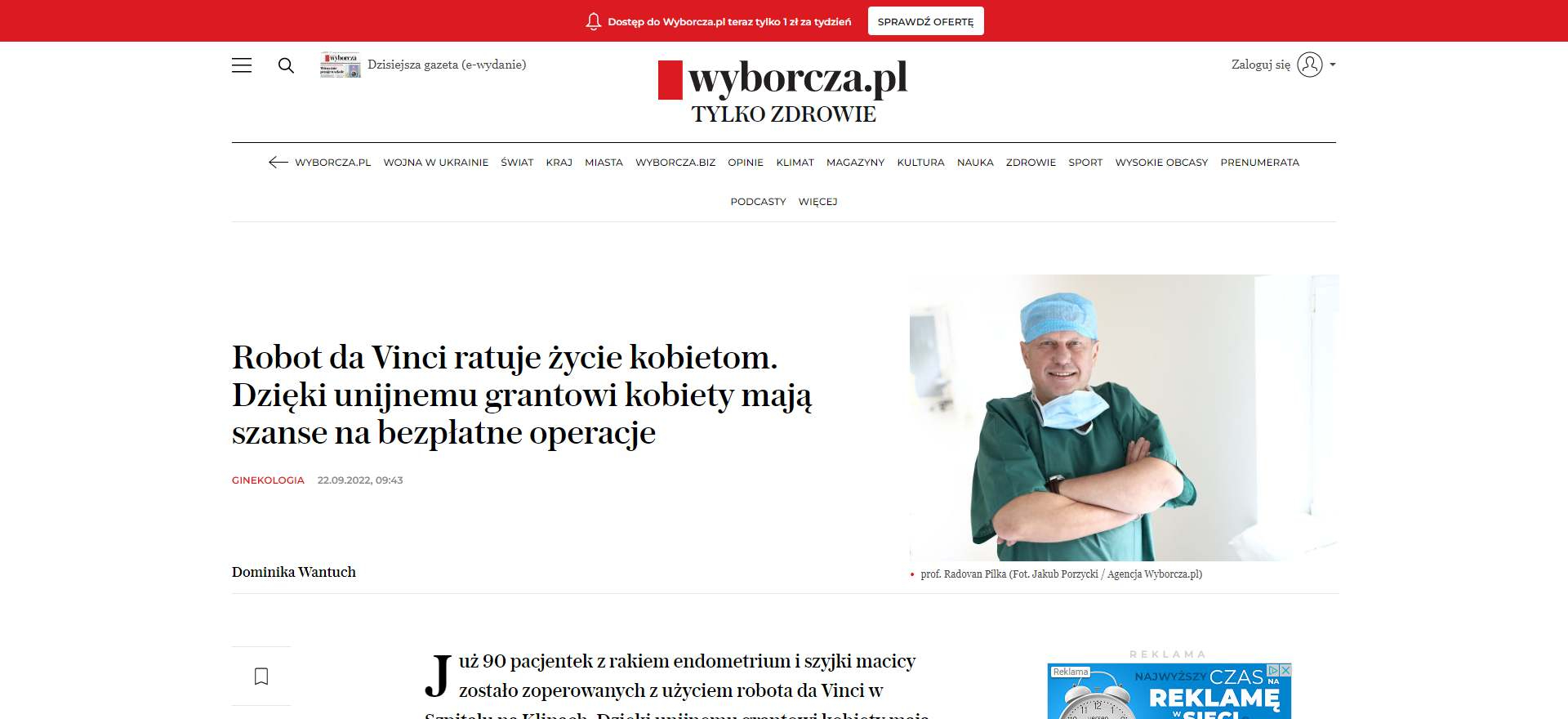 robot da vinci ratuje zycie kobietom dzieki unijnemu grantowi kobiety maja szanse na bezplatne operacje