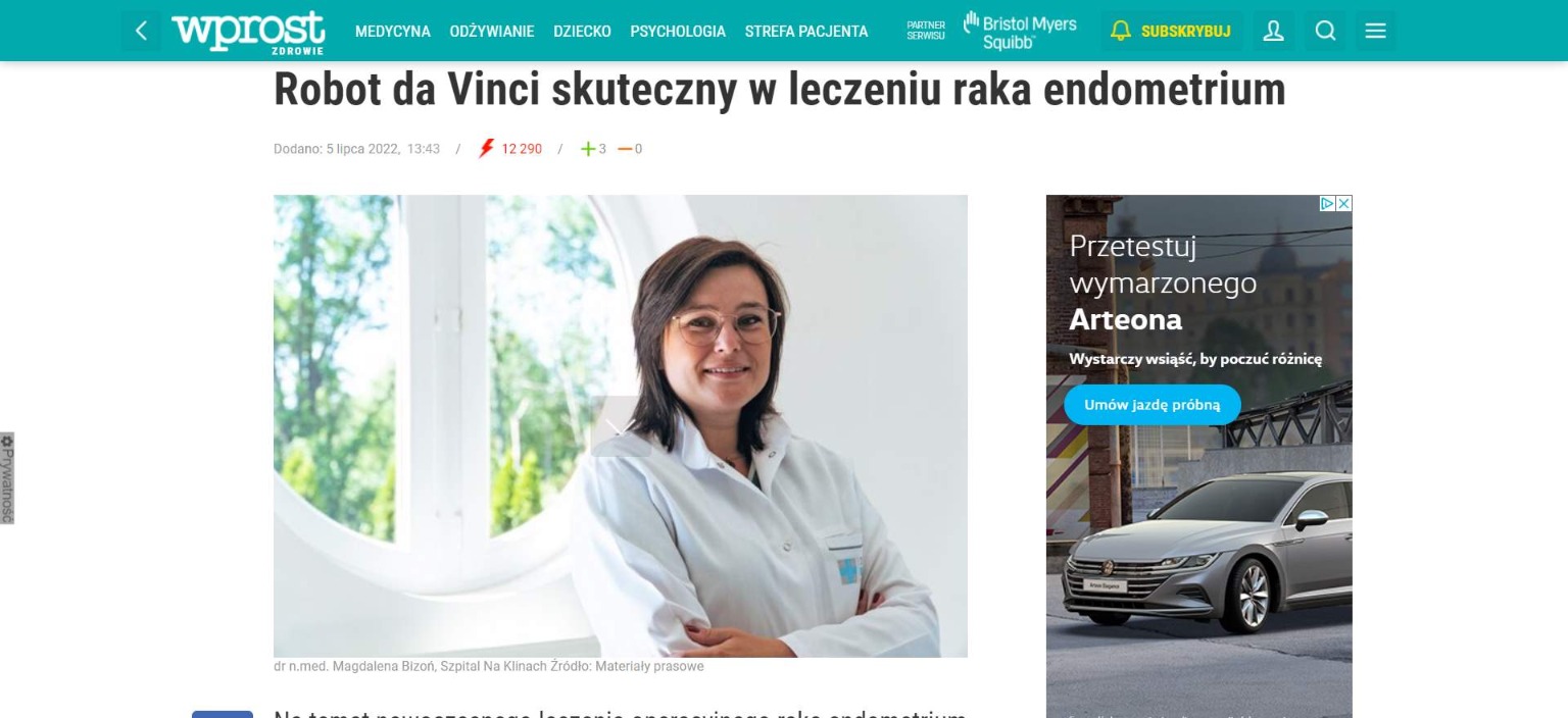 robot da vinci skuteczny w leczeniu raka endometrium