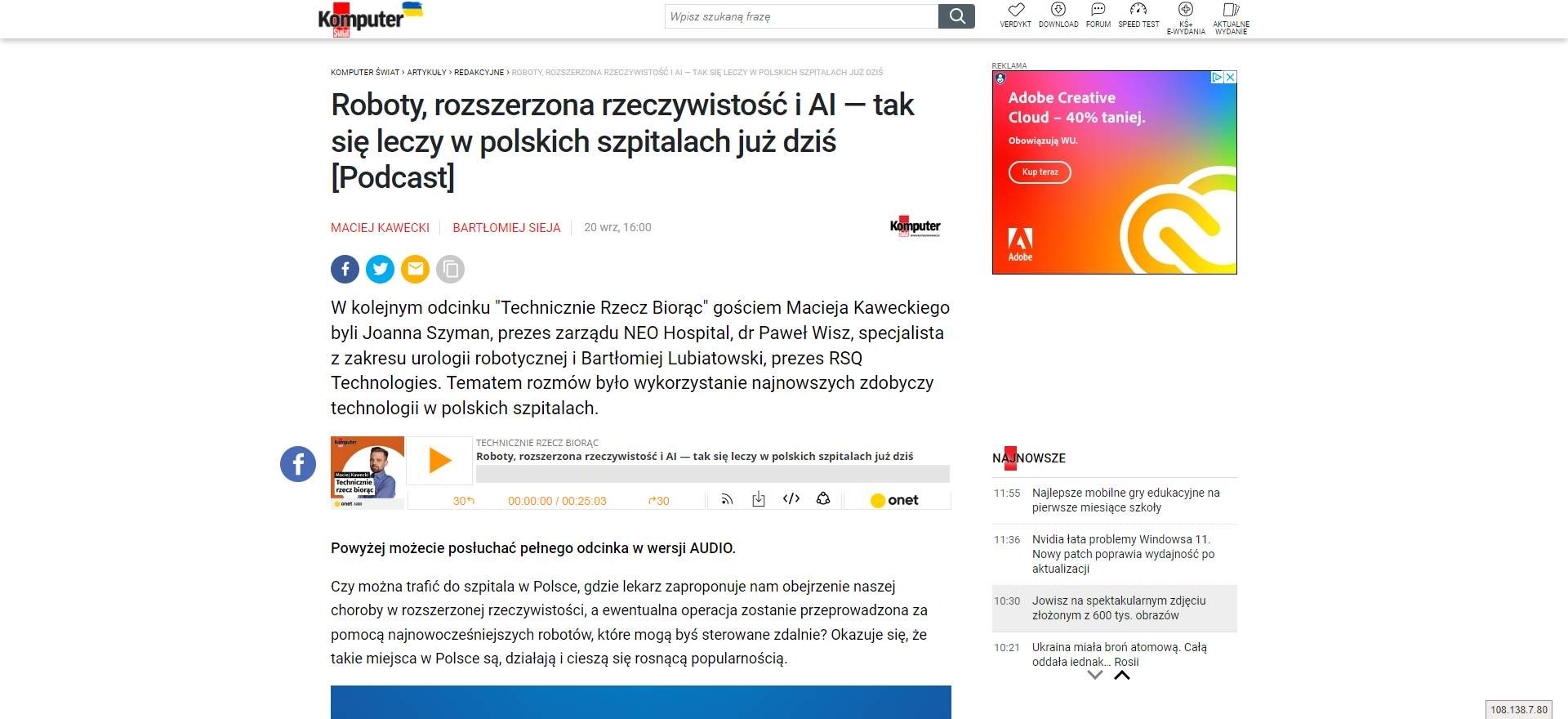 roboty rozszerzona rzeczywistosc i ai tak sie leczy w polskich szpitalach juz dzis podcast