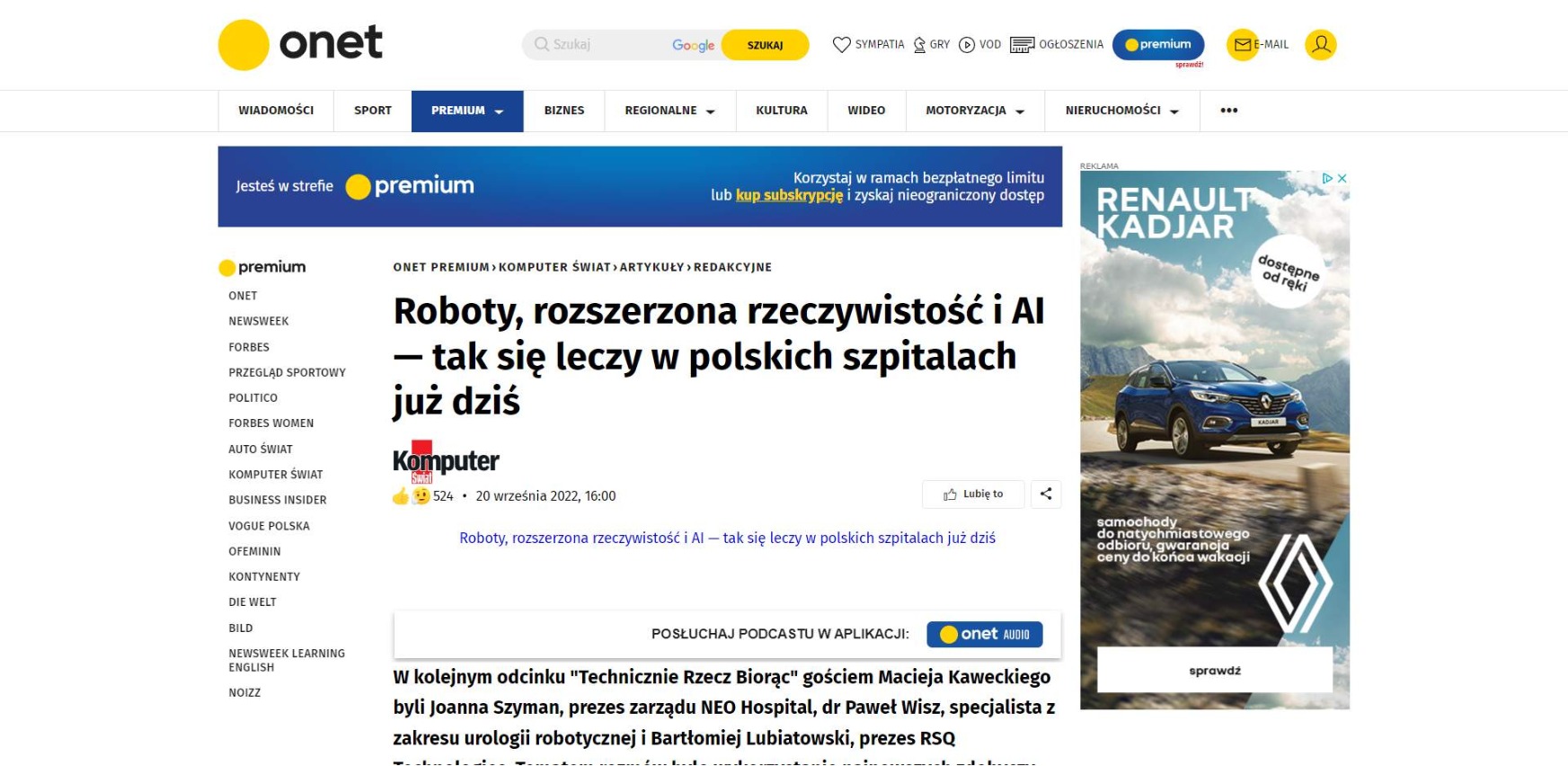 roboty rozszerzona rzeczywistosc i ai tak sie leczy w polskich szpitalach juz dzis