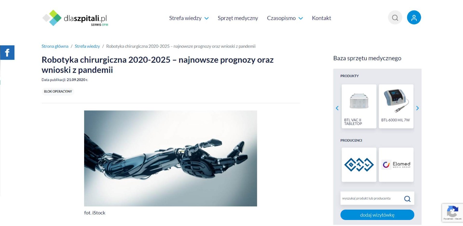 robotyka chirurgiczna najnowsze prognozy oraz wnioski z pandemii