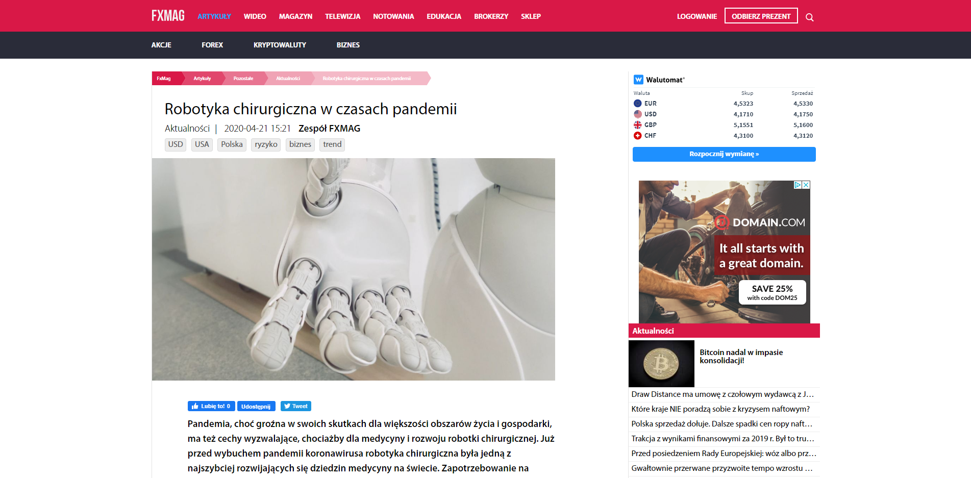 Robotyka chirurgiczna w czasach pandemii